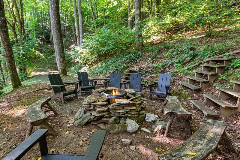 Fire pit on the lawn