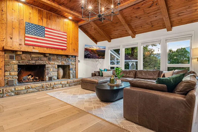 West Great Room — lounge sofa and fireplace