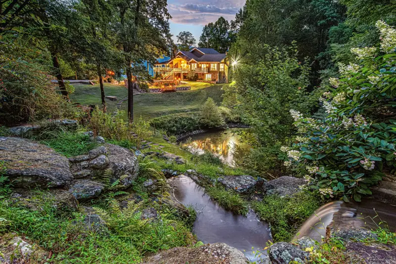 The stream below the house